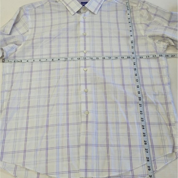 Egara Shirt Mens XXL Long Sleeve Button‎ Up Purple Windowpane Contrast Cuff - Picture 9 of 11